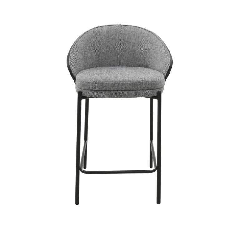 SandroTabouret snack bimatière en tissu avec dossier bois et pieds en métal