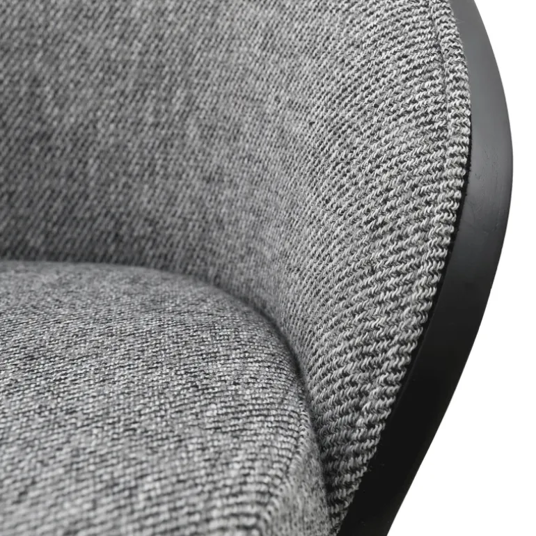 SandroTabouret snack bimatière en tissu avec dossier bois et pieds en métal