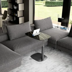 Servus Table basse design italien en verre marbré réglable en hauteur