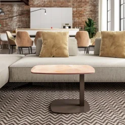 Servus Table basse design italien en verre marbré réglable en hauteur