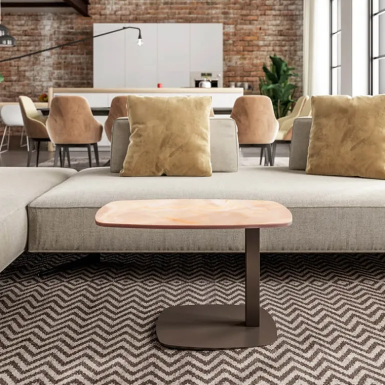 Servus Table basse design italien en verre marbré réglable en hauteur