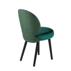 Severus Chaise cosy bicolore en tissu avec pieds bois