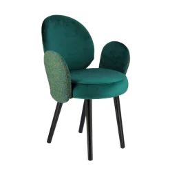 Severus Fauteuil cosy bicolore en tissu et pieds bois