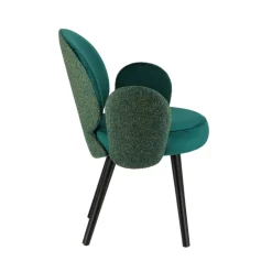 Severus Fauteuil cosy bicolore en tissu et pieds bois