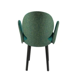 Severus Fauteuil cosy bicolore en tissu et pieds bois