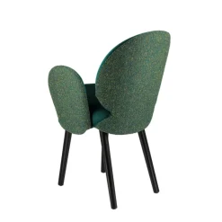 Severus Fauteuil cosy bicolore en tissu et pieds bois