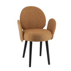 Severus Fauteuil cosy en tissu avec pieds bois