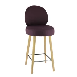 Severus Tabouret snack cosy en tissu avec pieds en bois