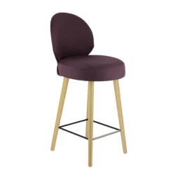 Severus Tabouret snack cosy en tissu avec pieds en bois