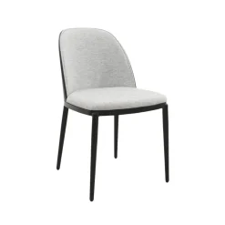 SimoneChaise bimatière en tissu dossier bois avec pieds en métal