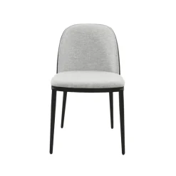 SimoneChaise bimatière en tissu dossier bois avec pieds en métal