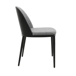 SimoneChaise bimatière en tissu dossier bois avec pieds en métal