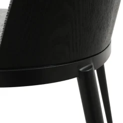 SimoneChaise bimatière en tissu dossier bois avec pieds en métal