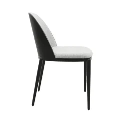 SimoneChaise bimatière en tissu dossier bois avec pieds en métal