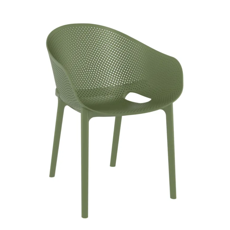 Sky Pro Fauteuil moderne empilable avec coque microperforée en polypropylène