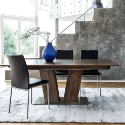 SM39 Table en bois moderne extensible avec pied central