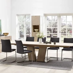 SM39 Table en bois moderne extensible avec pied central