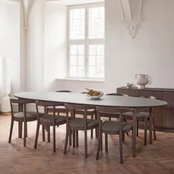 SM78 Table ovale extensible en Fenix et pieds en bois