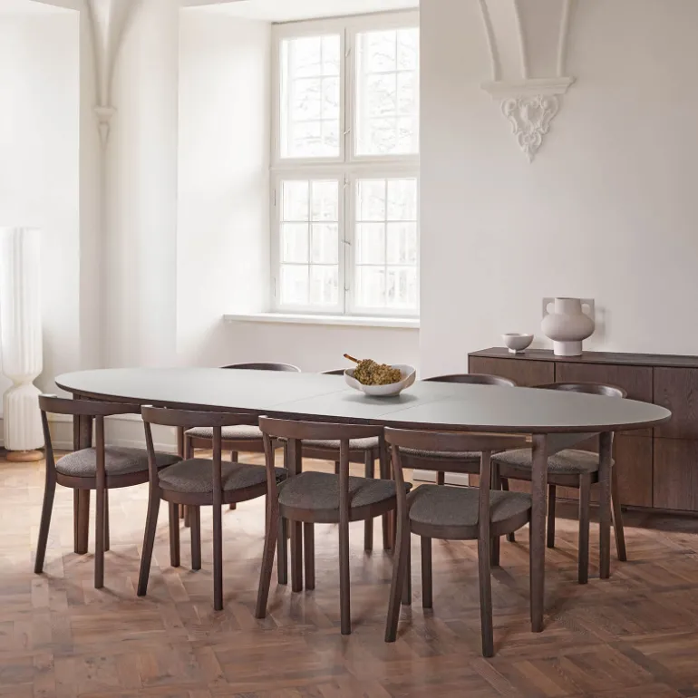 SM78 Table ovale extensible en Fenix et pieds en bois