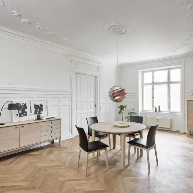 SM112 Table ronde en bois style scandinave extensible