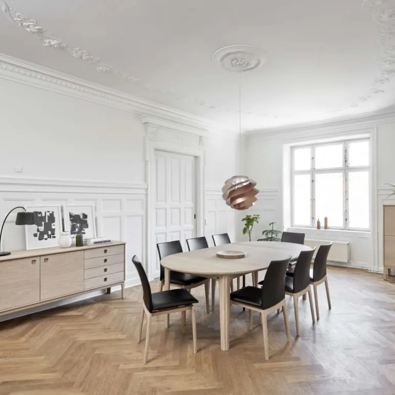 SM112 Table ronde en bois style scandinave extensible