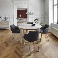 SM112 Table ronde en bois style scandinave extensible