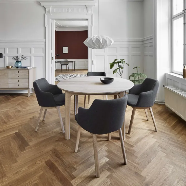 SM112 Table ronde en bois style scandinave extensible