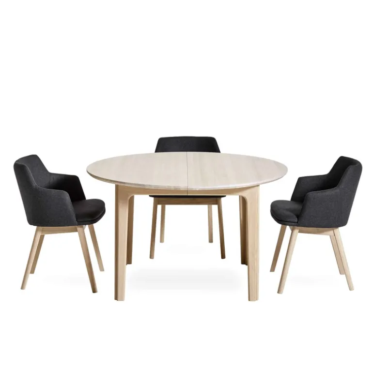 SM112 Table ronde en bois style scandinave extensible