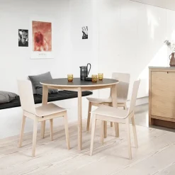 SM120 Table ronde extensible en bois avec plateau stratifié noir fabrication danoise