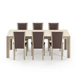 SM23/24 Table scandinave rectangulaire en bois avec allonges