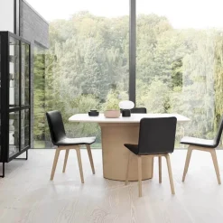 SM116/SM117 Table scandinave pied central extensible en stratifié fabriquée au Danemark