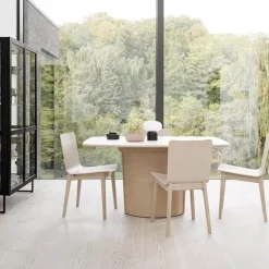 SM116/SM117 Table scandinave pied central extensible en stratifié fabriquée au Danemark