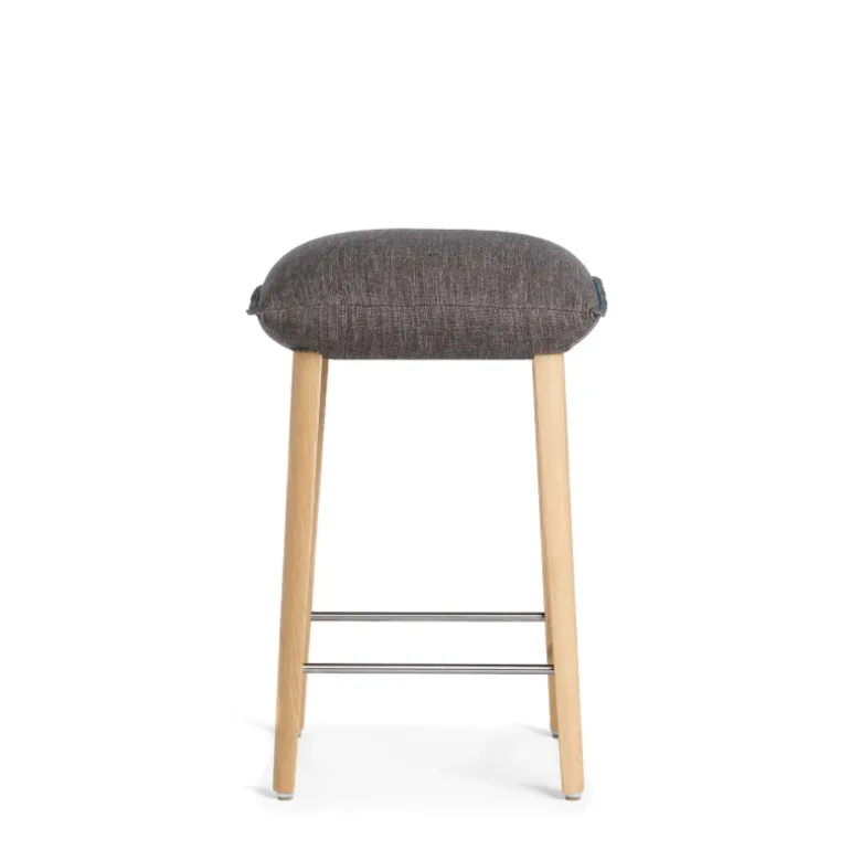 Soda Mobitec® Tabouret snack rembourré sans dossier en tissu et pieds bois
