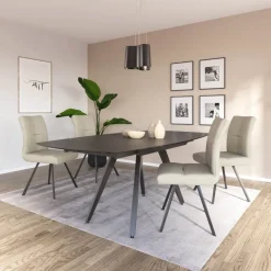 SofiaTable moderne extensible en céramique avec pieds en métal