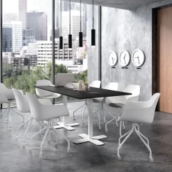 Spinner 2 Table en stratifié rectangulaire avec deux pieds en métal