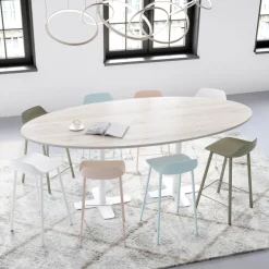 Spinner 2 Table hauteur 90 cm ovale en stratifié avec deux pieds