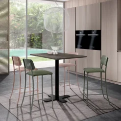 Spinner Petite table snack carrée en stratifié avec pied central en métal