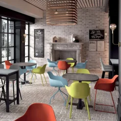 Spinner Table de cuisine carrée bords arrondis en stratifié avec pied central