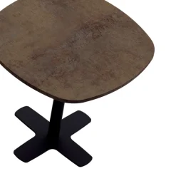 Spinner Table de cuisine carrée bords arrondis en stratifié avec pied central