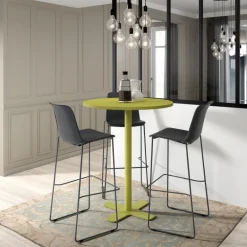 Spinner Table snack ronde pour cuisine en stratifié avec pied central