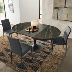 Sun Table ronde en céramique extensible pied tulipe