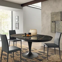 Sun Table ronde en céramique extensible pied tulipe