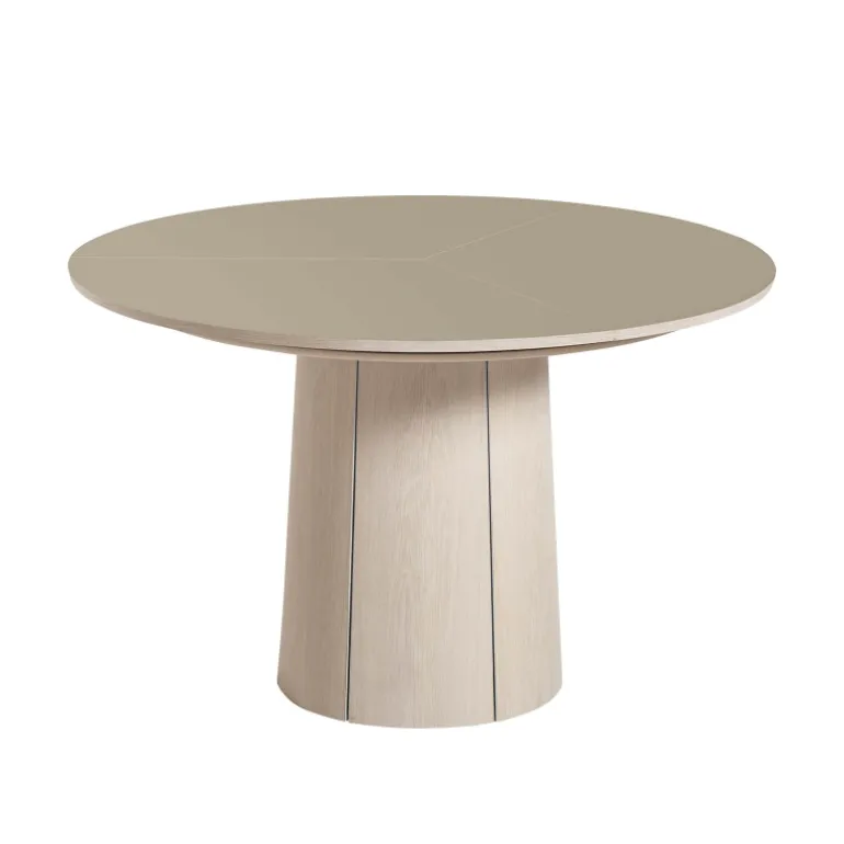 Table ronde extensible en Fenix et pied central en bois SM33