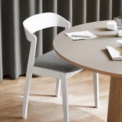 Table ronde extensible en Fenix et pied central en bois SM33