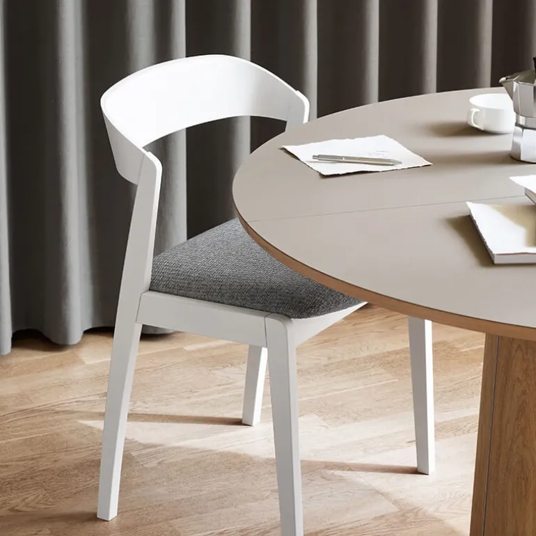 Table ronde extensible en Fenix et pied central en bois SM33