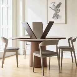 Table ronde extensible en Fenix et pied central en bois SM33