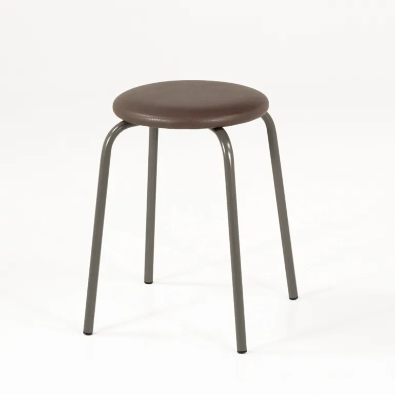 TabRond Tabouret bas empilable en métal et simili
