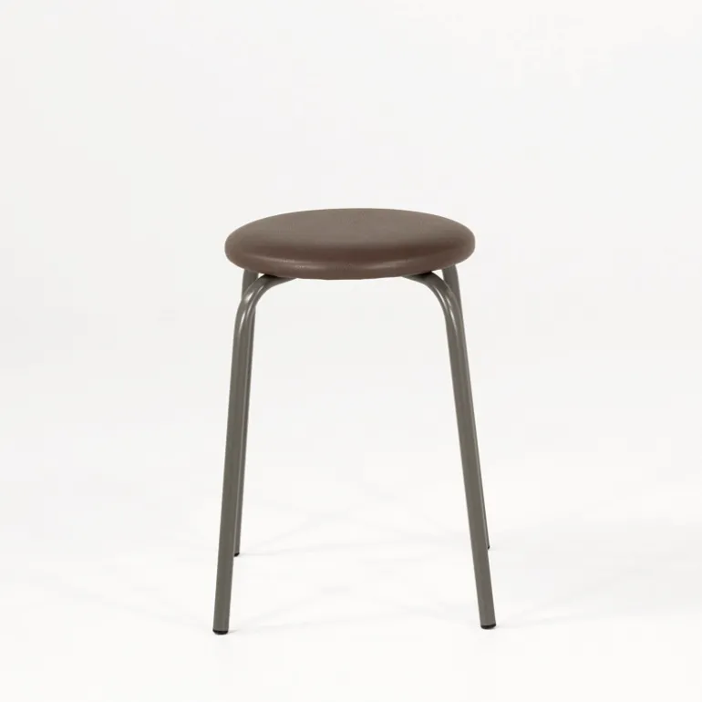 TabRond Tabouret bas empilable en métal et simili