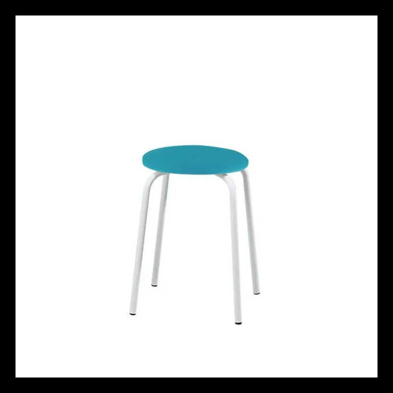 TabRond Tabouret bas empilable en métal et simili