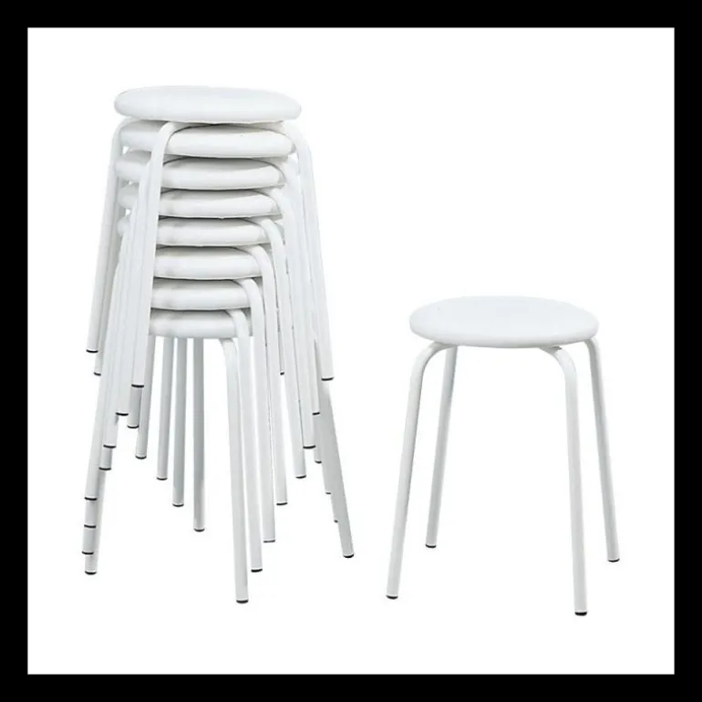 TabRond Tabouret bas empilable en métal et simili